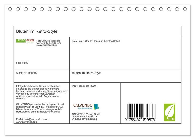 Produktbild: Bl&uuml;ten im Retro-Style (Tischkalender 2026 DIN A5 quer), CALVENDO Monatskalender