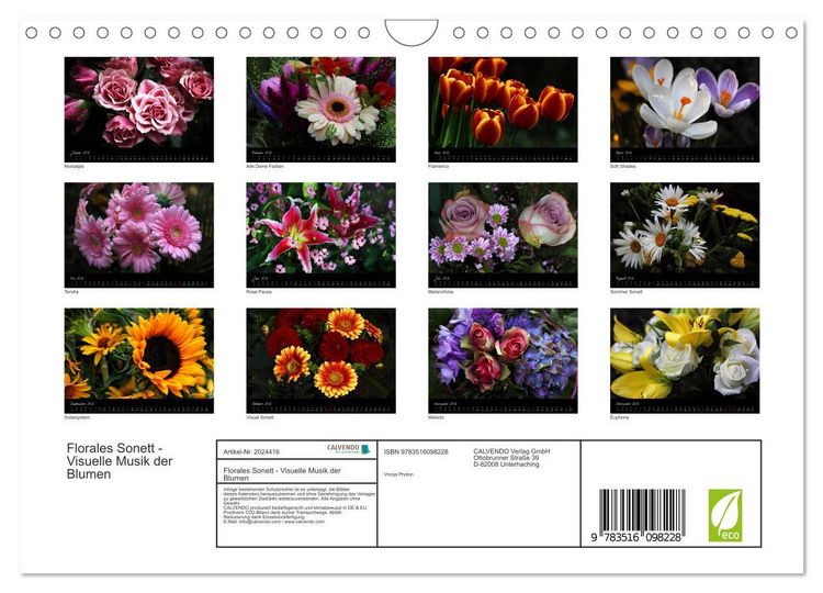 Produktbild: Florales Sonett - Visuelle Musik der Blumen (Wandkalender 2026 DIN A4 quer), CALVENDO Monatskalender