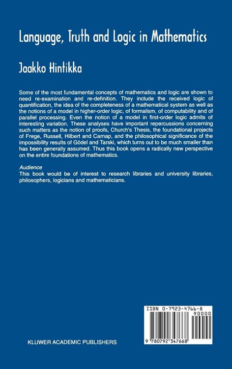 Produktbild: Language, Truth and Logic in Mathematics