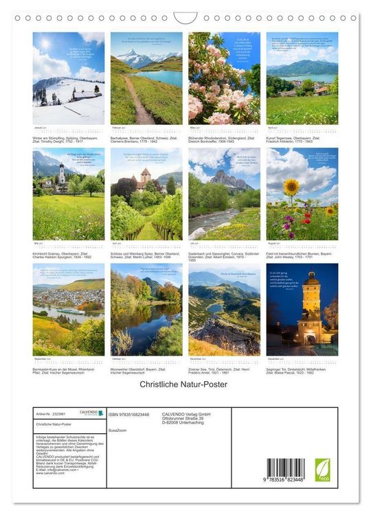Produktbild: Christliche Natur-Poster (Wandkalender 2027 DIN A3 hoch), CALVENDO Monatskalender