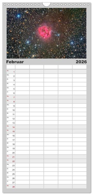 Produktbild: Familienplaner 2026 - Farbiges Weltall mit 5 Spalten (Wandkalender, 21 x 45 cm) CALVENDO