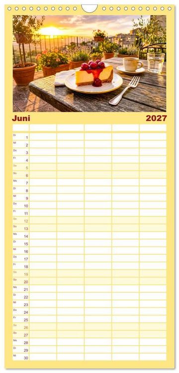 Produktbild: Familienplaner 2027 - K&auml;sekuchen Kalender - K&ouml;stliche Dessertmomente mit 5 Spalten (Wandkalender, 21 x 45 cm) CALVENDO