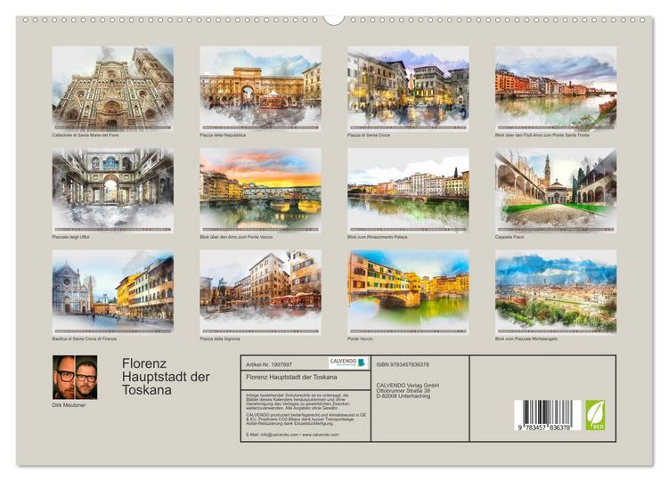Produktbild: Florenz Hauptstadt der Toskana (hochwertiger Premium Wandkalender 2026 DIN A2 quer), Kunstdruck in Hochglanz
