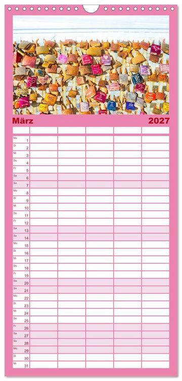 Produktbild: Familienplaner 2027 - Liebesschl&ouml;sser, Ich liebe Dich mit 5 Spalten (Wandkalender, 21 x 45 cm) CALVENDO