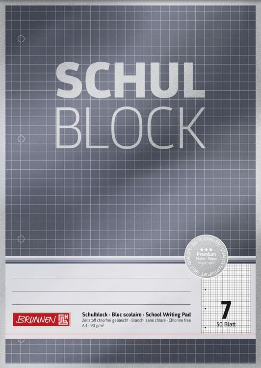Produktbild: Brunnen Schulblock A4 Lin7 50Bl Premium