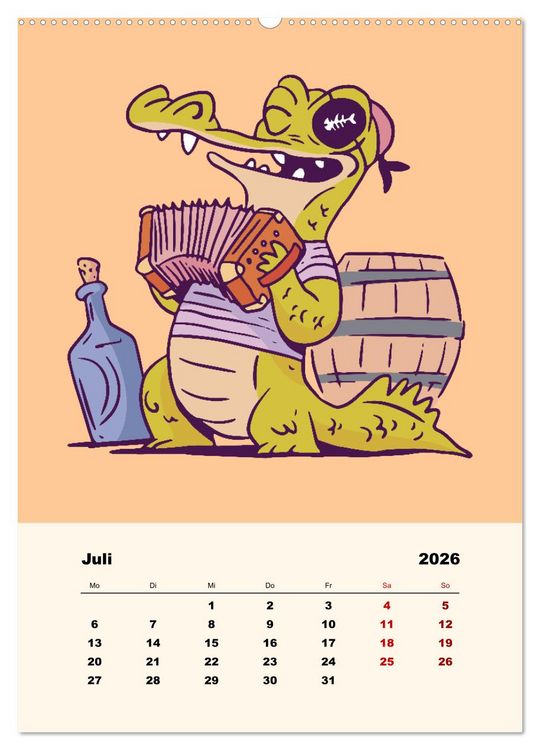 Produktbild: Tierische Piraten (hochwertiger Premium Wandkalender 2026 DIN A2 hoch), Kunstdruck in Hochglanz