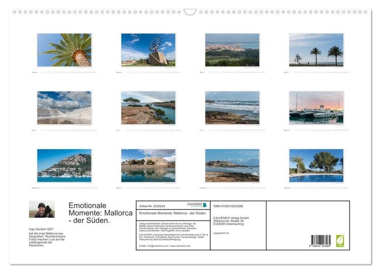 Produktbild: Emotionale Momente: Mallorca - der S&uuml;den. (Wandkalender 2026 DIN A2 quer), CALVENDO Monatskalender
