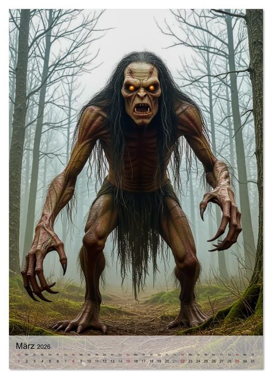 Produktbild: Kreaturen der Dunkelheit - Urbane Horror Mythen (Wandkalender 2026 DIN A2 hoch), CALVENDO Monatskalender