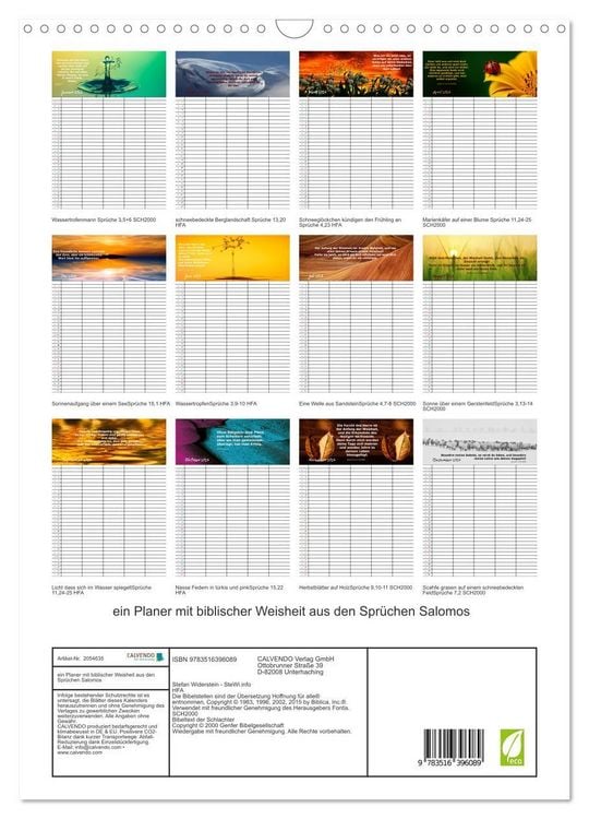 Produktbild: ein Planer mit biblischer Weisheit aus den Spr&uuml;chen Salomos (Wandkalender 2026 DIN A3 hoch), CALVENDO Monatskalender