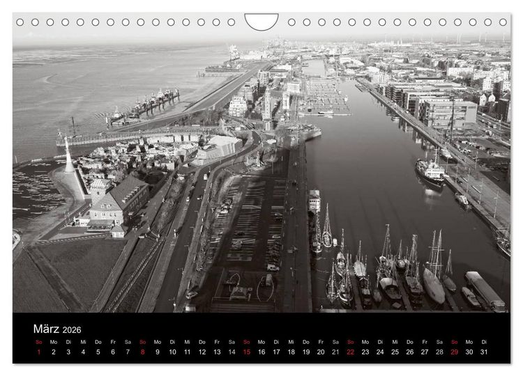 Produktbild: Bremerhaven - Blickpunkte Schwarzwei&szlig; (Wandkalender 2026 DIN A4 quer), CALVENDO Monatskalender
