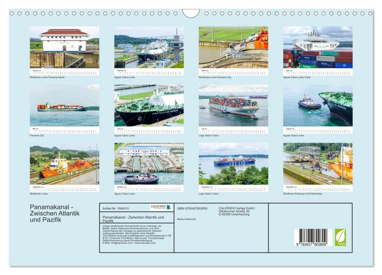 Produktbild: Panamakanal - Zwischen Atlantik und Pazifik (Wandkalender 2026 DIN A3 quer), CALVENDO Monatskalender