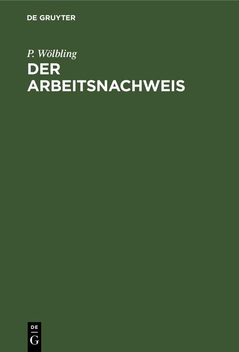Produktbild: Der Arbeitsnachweis