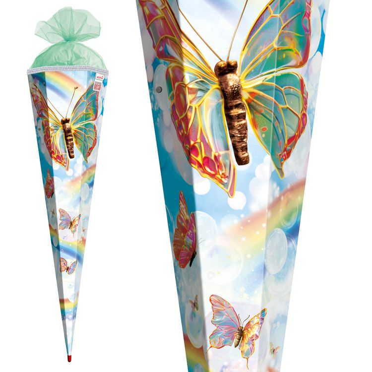 Produktbild: Motivschult&uuml;te, Rainbow Butterfly, 85 cm, Soundmodul, Glitzerborte