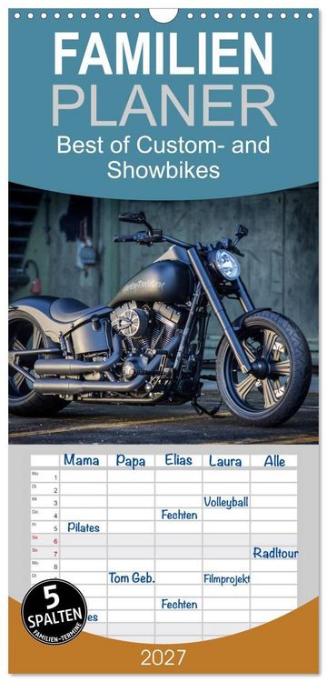 Produktbild: Familienplaner 2027 - Best of Custom- and Showbikes mit 5 Spalten (Wandkalender, 21 x 45 cm) CALVENDO