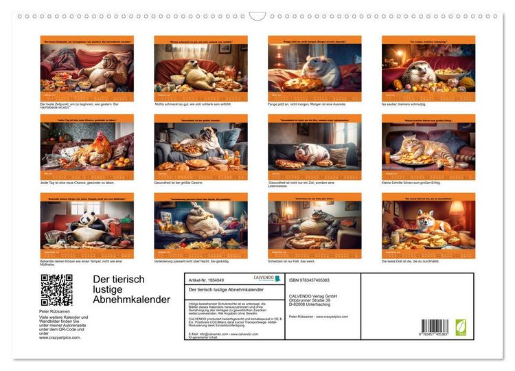 Produktbild: Der tierisch lustige Abnehmkalender (Wandkalender 2026 DIN A2 quer), CALVENDO Monatskalender