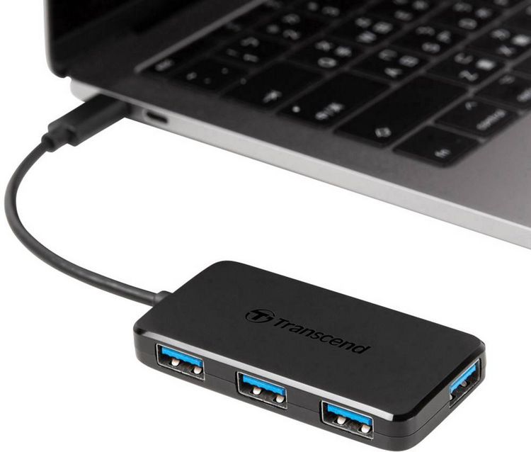 Produktbild: Transcend TS-HUB2C 4 Port USB 3.2 Gen 1-Hub (USB 3.0) Schwarz