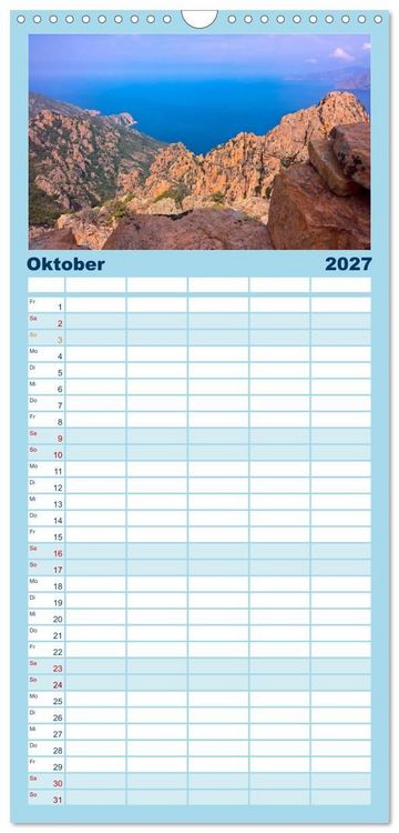 Produktbild: Familienplaner 2027 - Korsika - Farben einer wilden Sch&ouml;nheit mit 5 Spalten (Wandkalender, 21 x 45 cm) CALVENDO