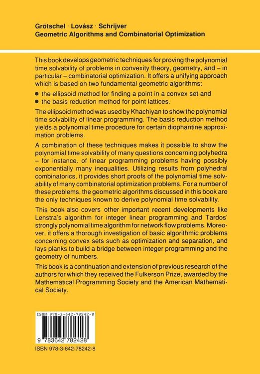 Produktbild: Geometric Algorithms and Combinatorial Optimization