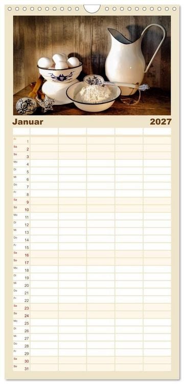 Produktbild: Familienplaner 2027 - K&uuml;chengeplauder - Nostalgische Momente mit 5 Spalten (Wandkalender, 21 x 45 cm) CALVENDO