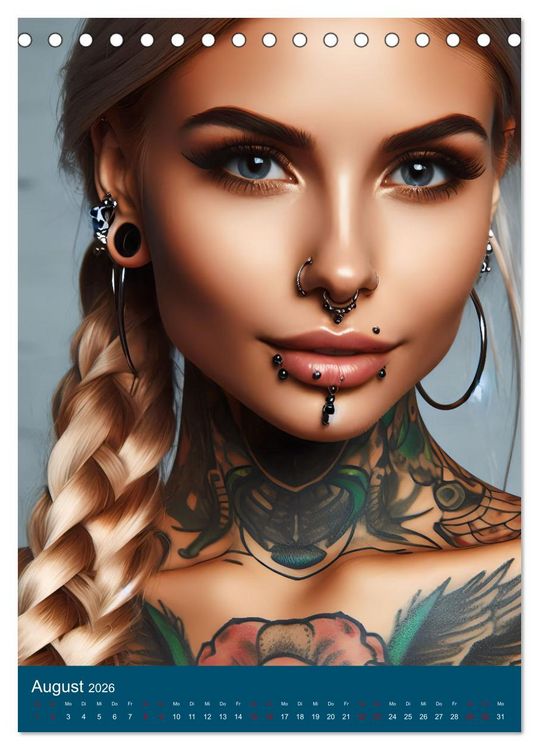 Produktbild: Tattoo und Piercing Women (Tischkalender 2026 DIN A5 hoch), CALVENDO Monatskalender