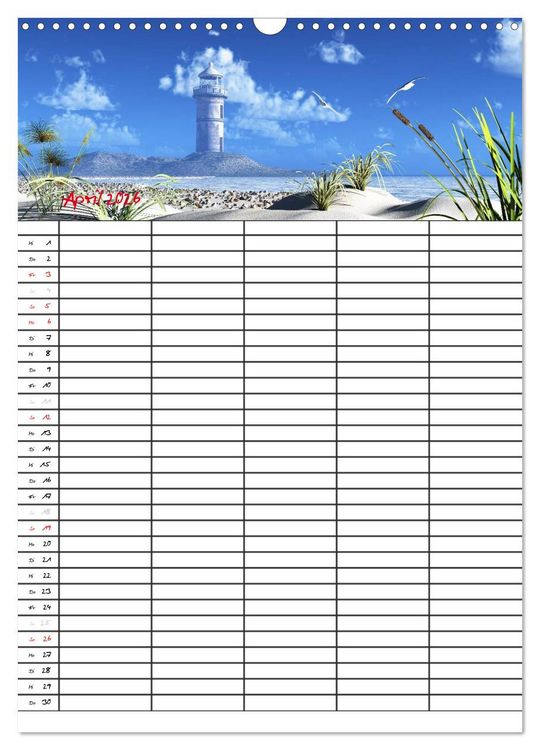 Produktbild: Familienplaner mit sch&ouml;nen Landschaftsbildern (Wandkalender 2026 DIN A3 hoch), CALVENDO Monatskalender