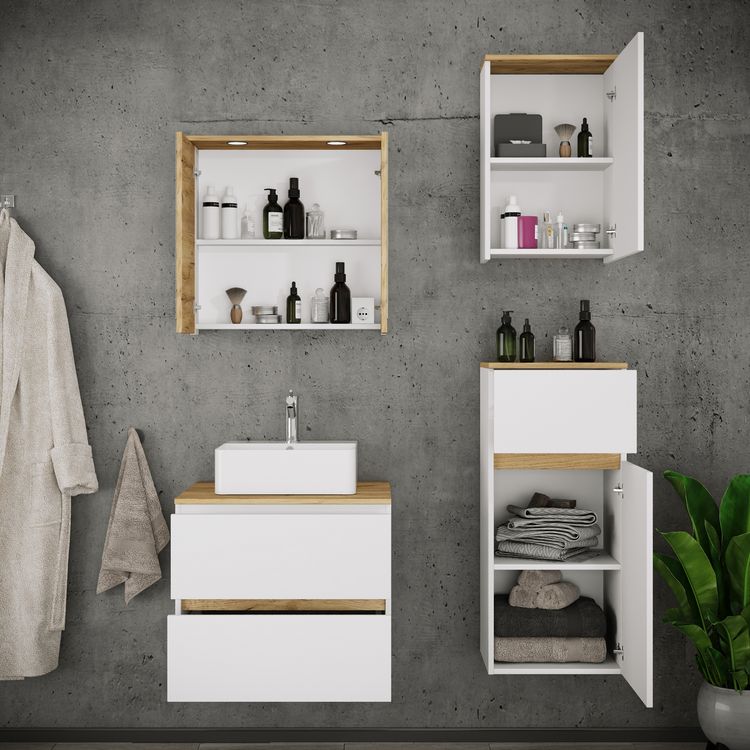 Produktbild: 5 tlg. Badm&ouml;bel-Set mit Waschbecken Cosila-A 60 cm