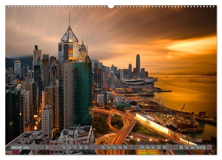 Produktbild: Hong Kong Citylights (hochwertiger Premium Wandkalender 2026 DIN A2 quer), Kunstdruck in Hochglanz