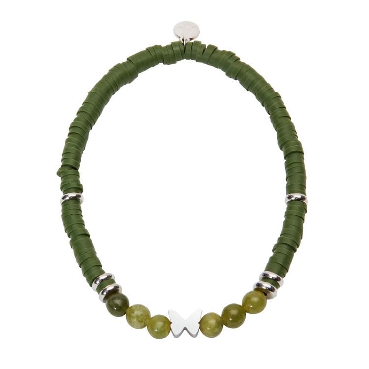 Produktbild: Armband - "little dreams" Serpentin - Edelstahl - Schmetterling