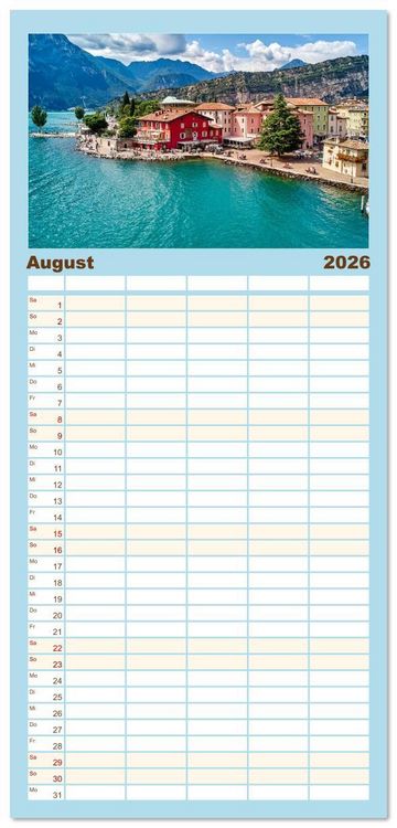 Produktbild: Familienplaner 2026 - Nago-Torbole, der sch&ouml;ne Norden vom Gardasee mit 5 Spalten (Wandkalender, 21 x 45 cm) CALVENDO
