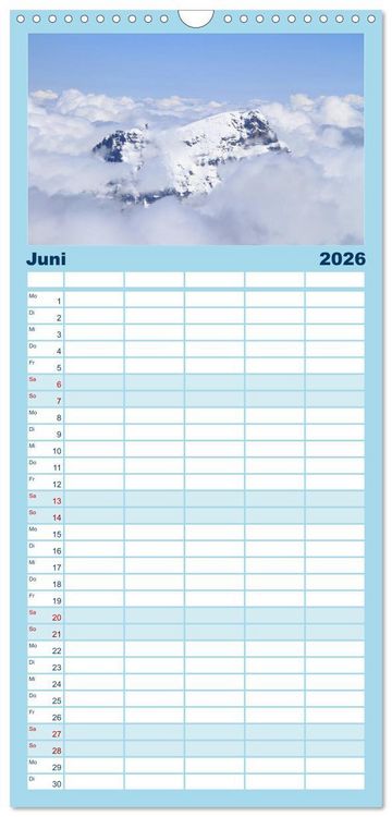 Produktbild: Familienplaner 2026 - Schweizer Berggipfel mit 5 Spalten (Wandkalender, 21 x 45 cm) CALVENDO