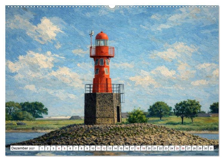 Produktbild: Leuchtt&uuml;rme an der Elbe - von Hamburg bis zur Elbm&uuml;ndung (hochwertiger Premium Wandkalender 2027 DIN A2 quer), Kunstdruck in Hochglanz