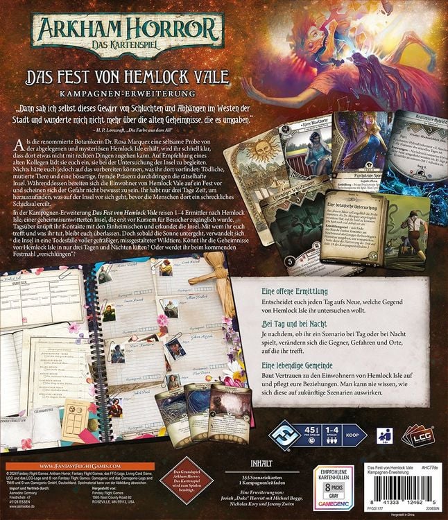 Produktbild: Arkham Horror Das Kartenspiel - Das Fest von Hemlock Vale (Kampagnen-Erweiterung) DE