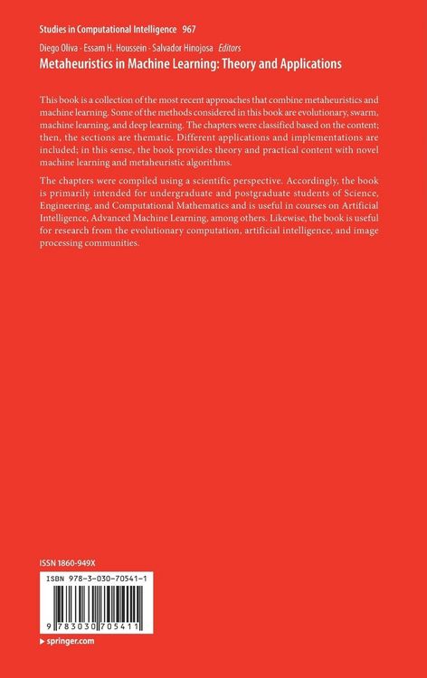Produktbild: Metaheuristics in Machine Learning: Theory and Applications