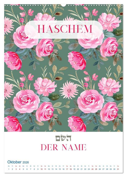 Produktbild: Hebr&auml;ische Namen Gottes aus der Torah (hochwertiger Premium Wandkalender 2026 DIN A2 hoch), Kunstdruck in Hochglanz