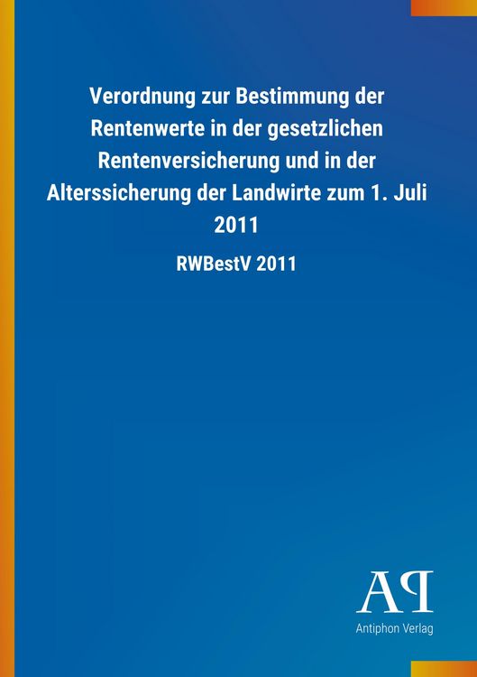 Produktbild: Verordnung zur Bestimmung der Rentenwerte in der gesetzliche