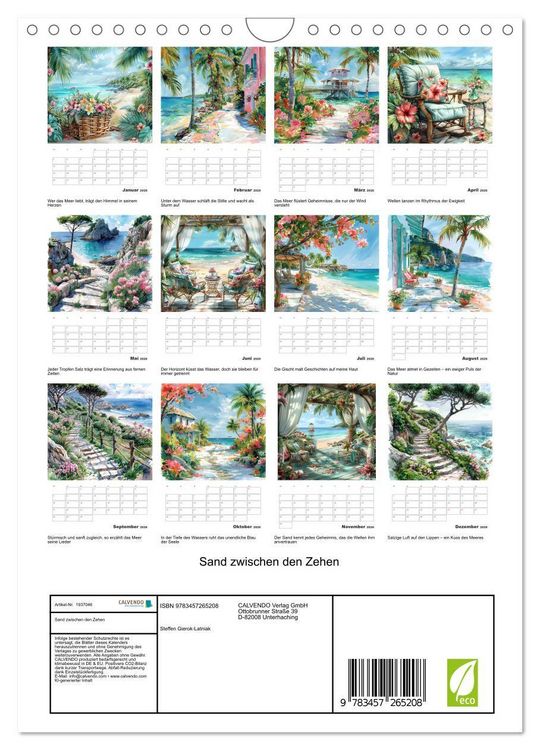 Produktbild: Sand zwischen den Zehen (Wandkalender 2026 DIN A4 hoch), CALVENDO Monatskalender