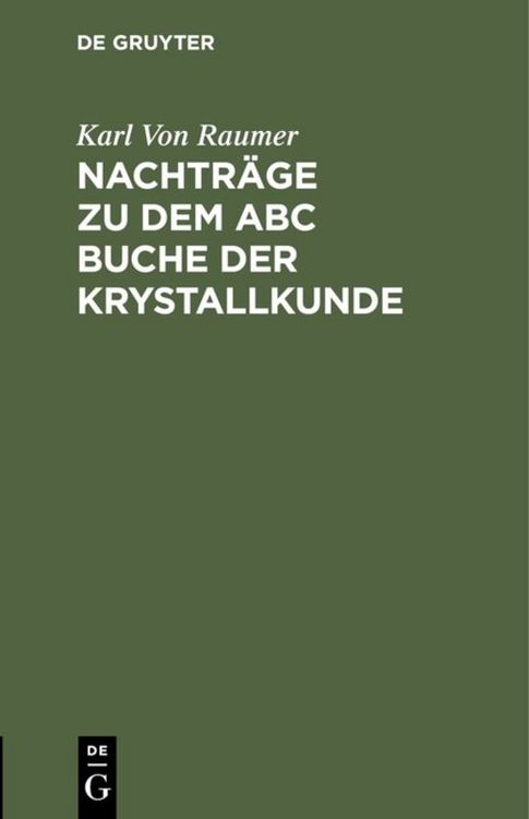 Produktbild: Nachtr&auml;ge zu dem ABC Buche der Krystallkunde