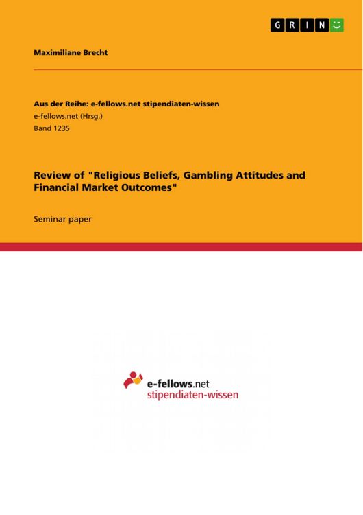 Produktbild: Review of "Religious Beliefs, Gambling Attitudes and Financial Market Outcomes"