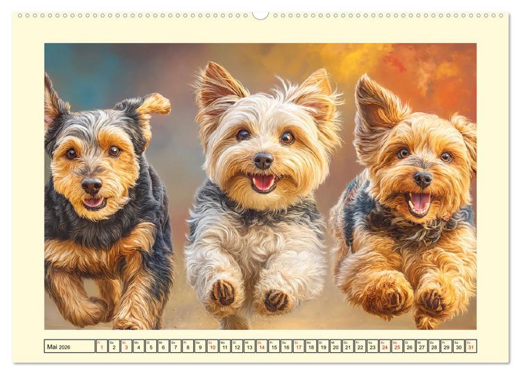Produktbild: Yorkshire Terrier. Entz&uuml;ckende Minis mit Charme und Witz (hochwertiger Premium Wandkalender 2026 DIN A2 quer), Kunstdruck in Hochglanz