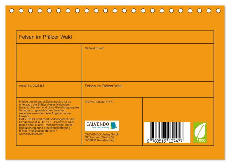 Produktbild: Felsen im Pf&auml;lzer Wald (Tischkalender 2026 DIN A5 quer), CALVENDO Monatskalender