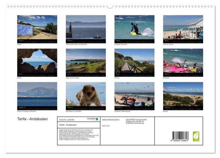 Produktbild: Tarifa - Andalusien (hochwertiger Premium Wandkalender 2026 DIN A2 quer), Kunstdruck in Hochglanz