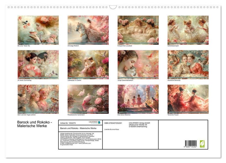 Produktbild: Barock und Rokoko - Malerische Werke (Wandkalender 2026 DIN A2 quer), CALVENDO Monatskalender