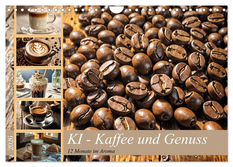 Produktbild: KI - Kaffee und Genuss 12 Monate im Aroma (Wandkalender 2026 DIN A4 quer), CALVENDO Monatskalender