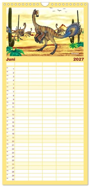 Produktbild: Familienplaner 2027 - Die Welt der Dinos mit 5 Spalten (Wandkalender, 21 x 45 cm) CALVENDO