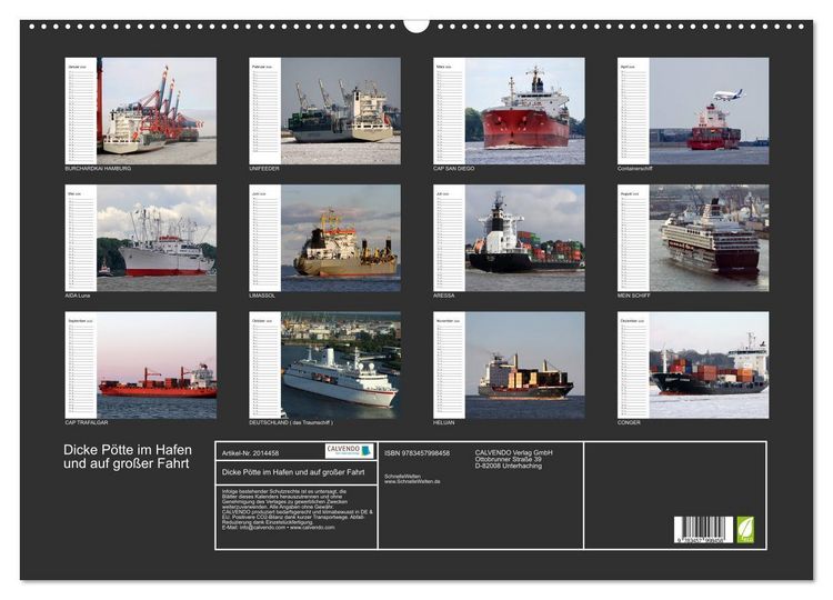 Produktbild: Dicke P&ouml;tte im Hafen und auf gro&szlig;er Fahrt (Wandkalender 2026 DIN A2 quer), CALVENDO Monatskalender
