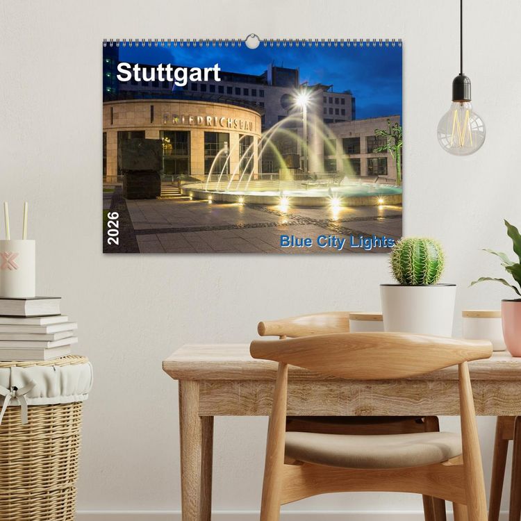 Produktbild: Stuttgart - Blue City Lights (Wandkalender 2026 DIN A3 quer), CALVENDO Monatskalender