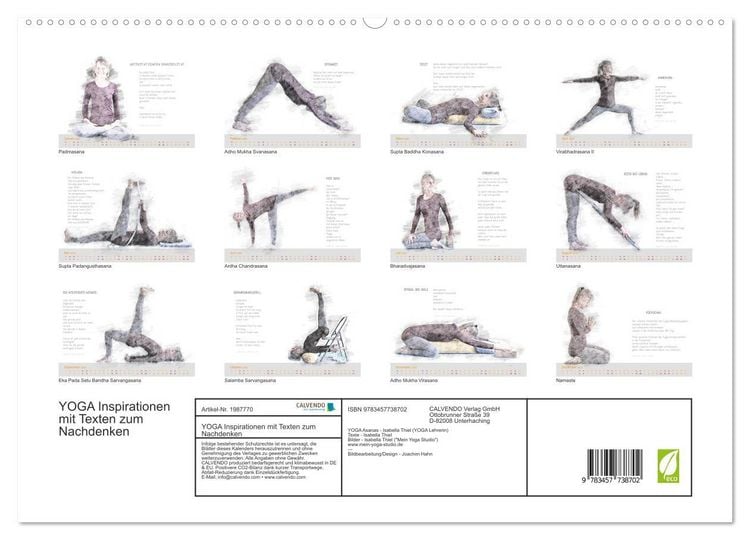 Produktbild: YOGA Inspirationen mit Texten zum Nachdenken (hochwertiger Premium Wandkalender 2026 DIN A2 quer), Kunstdruck in Hochglanz