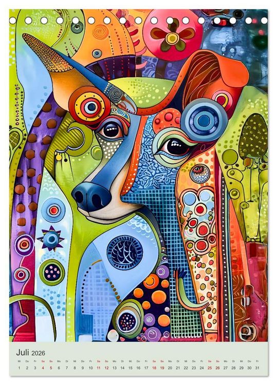 Produktbild: Pop-Art Hunde - Moderne, verr&uuml;ckte Hundeportr&auml;ts (Tischkalender 2026 DIN A5 hoch), CALVENDO Monatskalender