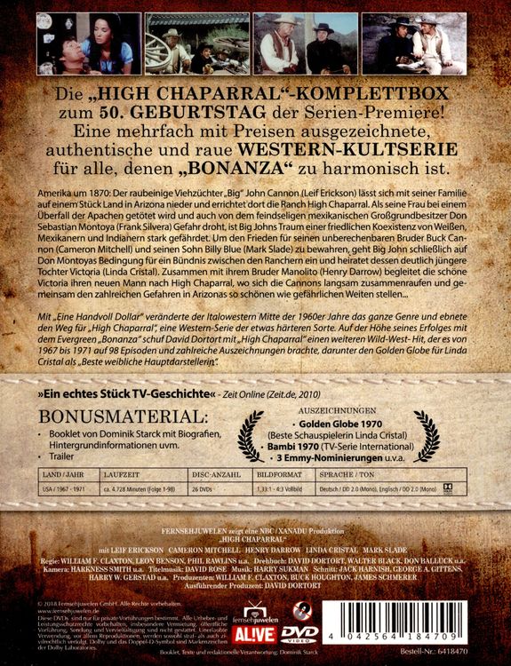 Produktbild: High Chaparral - Komplettbox: Alle vier Staffeln (Fernsehjuwelen) [26 DVDs]
