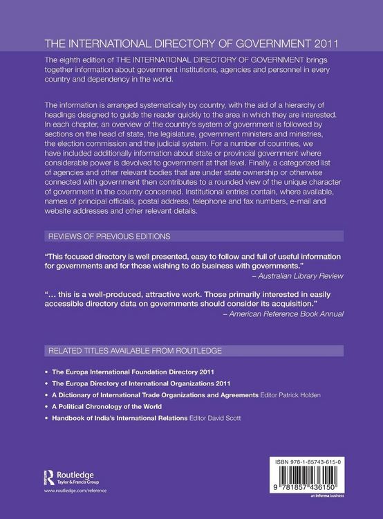 Produktbild: The International Directory of Government 2011